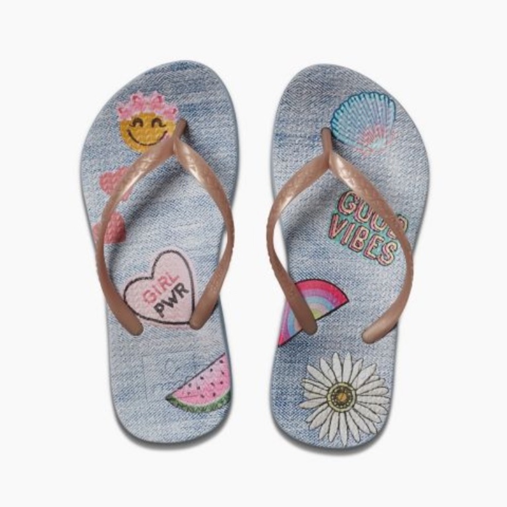 Size 11/12 Kids Reef Flip Flops with Fun Prints